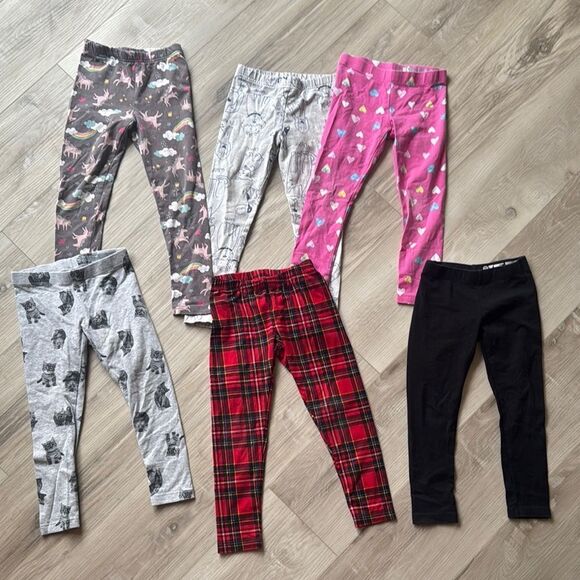 Toddler Girl Fun Leggings Set Bundle, Unicorn, Dogs, Cats, Plaid Size 4 5 XS - Picture 9 of 9